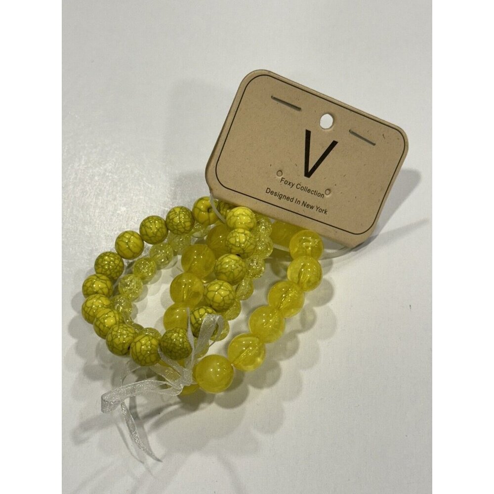 New V Set Of 3 Yellow Beaded Bracelet BB4